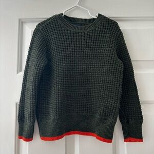 GAP Men's Forest Green Crewneck Sweater with Red Accents
